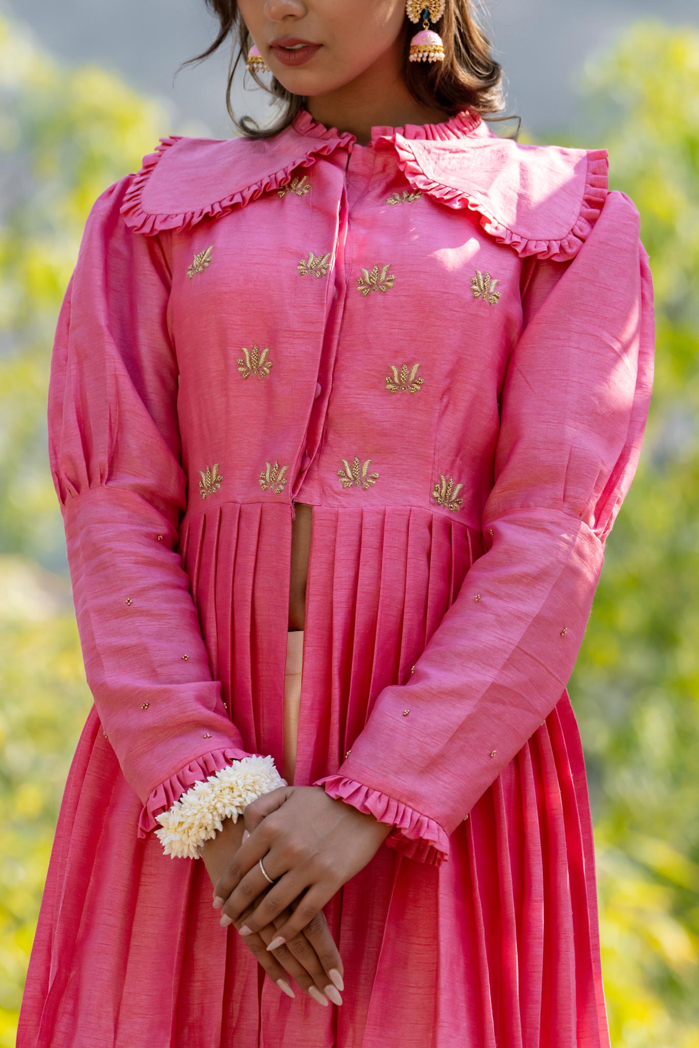 Hand-Embroidered Pleated Shrug